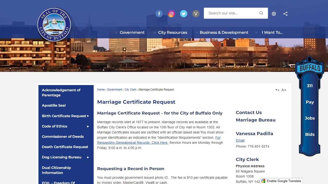 Marriage Certificate Request | Buffalo, NY